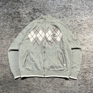 Vintage Ecko UNLTD Full Zip Sweater Mens Large Gray Y2K 2000s Hip-Hop Pattern